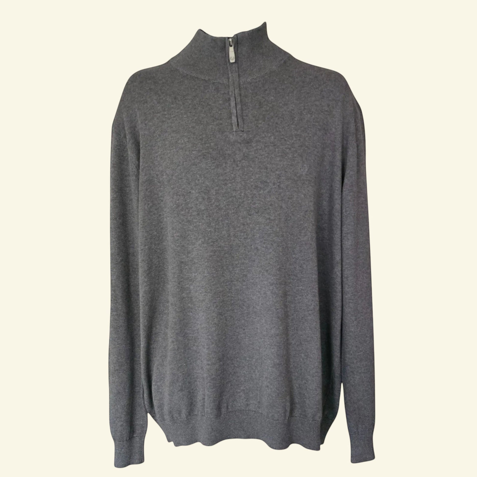 Lincoln Men's Grey Fine Knit Long Sleeve Sweater UK XXL - Timelessfashions