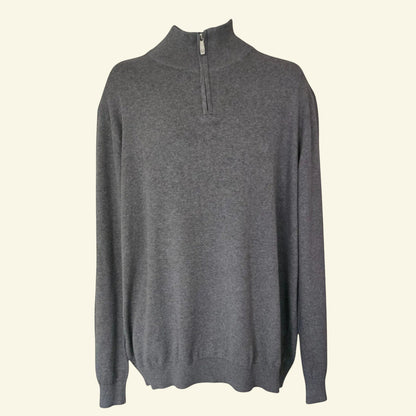 Lincoln Men's Grey Fine Knit Long Sleeve Sweater UK XXL - Timelessfashions