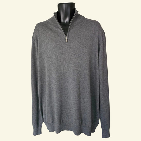 Lincoln Men's Grey Fine Knit Long Sleeve Sweater UK XXL - Timelessfashions