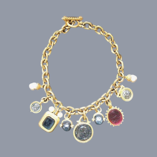 Linda Levinson Vintage Custom Designed Roman Coin Chain Necklace - Timelessfashions
