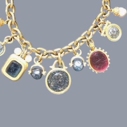 Linda Levinson Vintage Custom Designed Roman Coin Chain Necklace - Timelessfashions