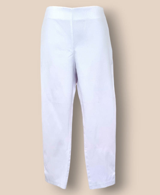Malibu Italian White Stretch Cropped Summer Trousers UK 10 US 6 EU 38 IT 42 - Timelessfashions
