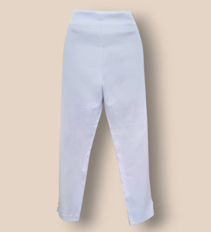 Malibu Italian White Stretch Cropped Summer Trousers UK 10 US 6 EU 38 IT 42 - Timelessfashions