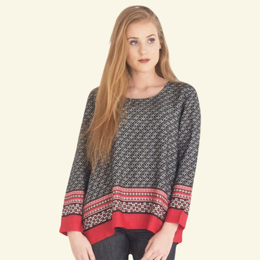 Masai Clothing White Black & Red Daiva Print Top UK 12 US 8 EU 40 - Timelessfashions