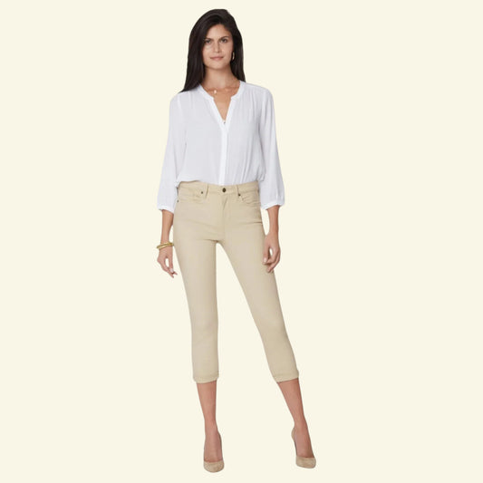 Pomodoro Sand Cotton Cropped Stretch Jeans UK 18 US 14 EU 46 - Timelessfashions