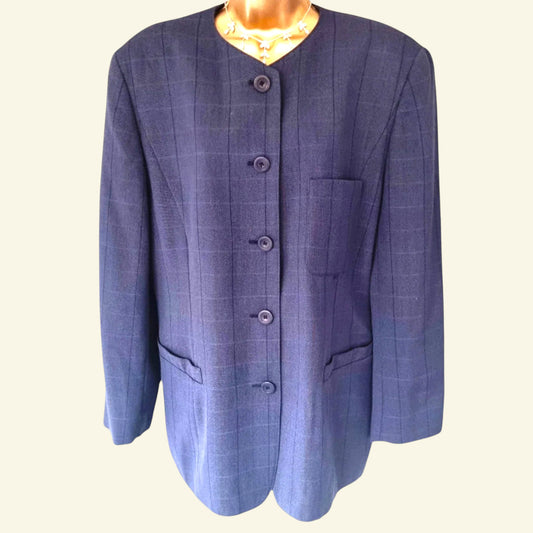 Cerruti 1881 Women's Blue Wool Jacket UK 18 US 14 EU 46 - Timelessfashions