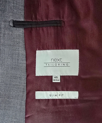 Next Mens Grey Slim Fit Long Line Single Breasted Jacket UK 40L - Timelessfashions