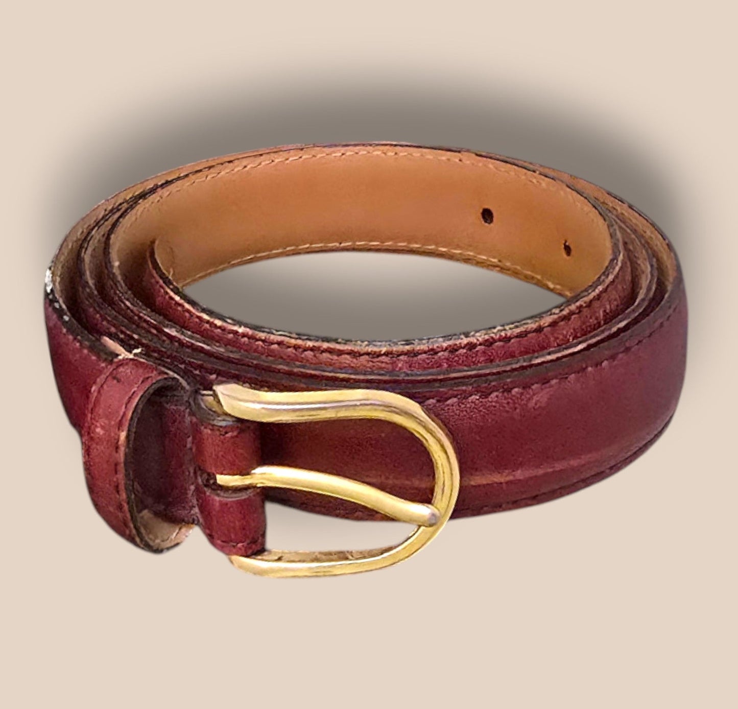 Perry Ellis Men's Vintage Semi - aniline Full Grain Cowhide Tan Leather Belt 36/90 - Timelessfashions