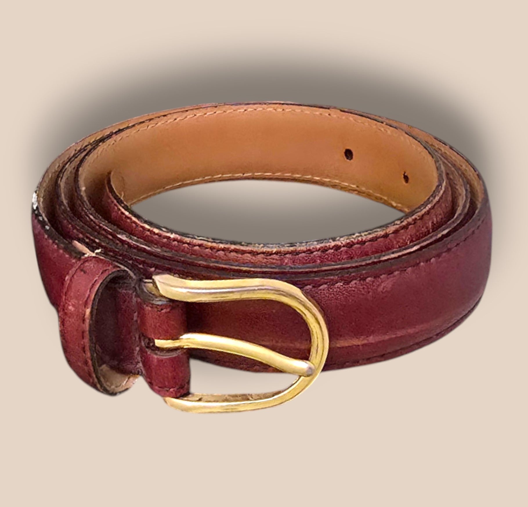 Perry Ellis Men's Vintage Semi - aniline Full Grain Cowhide Tan Leather Belt 36/90 - Timelessfashions