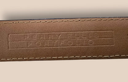 Perry Ellis Men's Vintage Semi - aniline Full Grain Cowhide Tan Leather Belt 36/90 - Timelessfashions