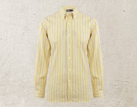 Polo Yellow & Blue Striped Mans Oxford shirt Size XL 17.5" neck RRP £120 Timeless Fashions