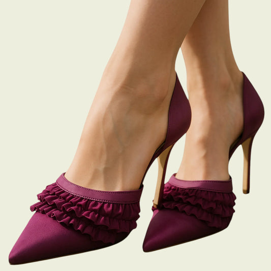 Hobbs magenta satin bow shoes UK 7 US 9.5 EU 41 - Timelessfashions