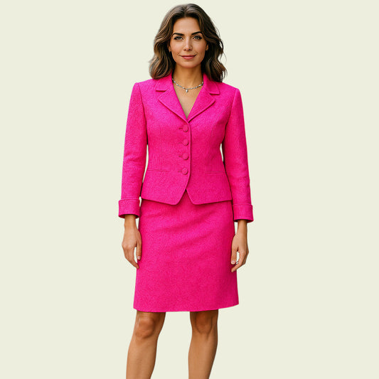 Caroline Charles Vintage Cerise Pink Skirt & Jacket UK 16 US 12 EU 44