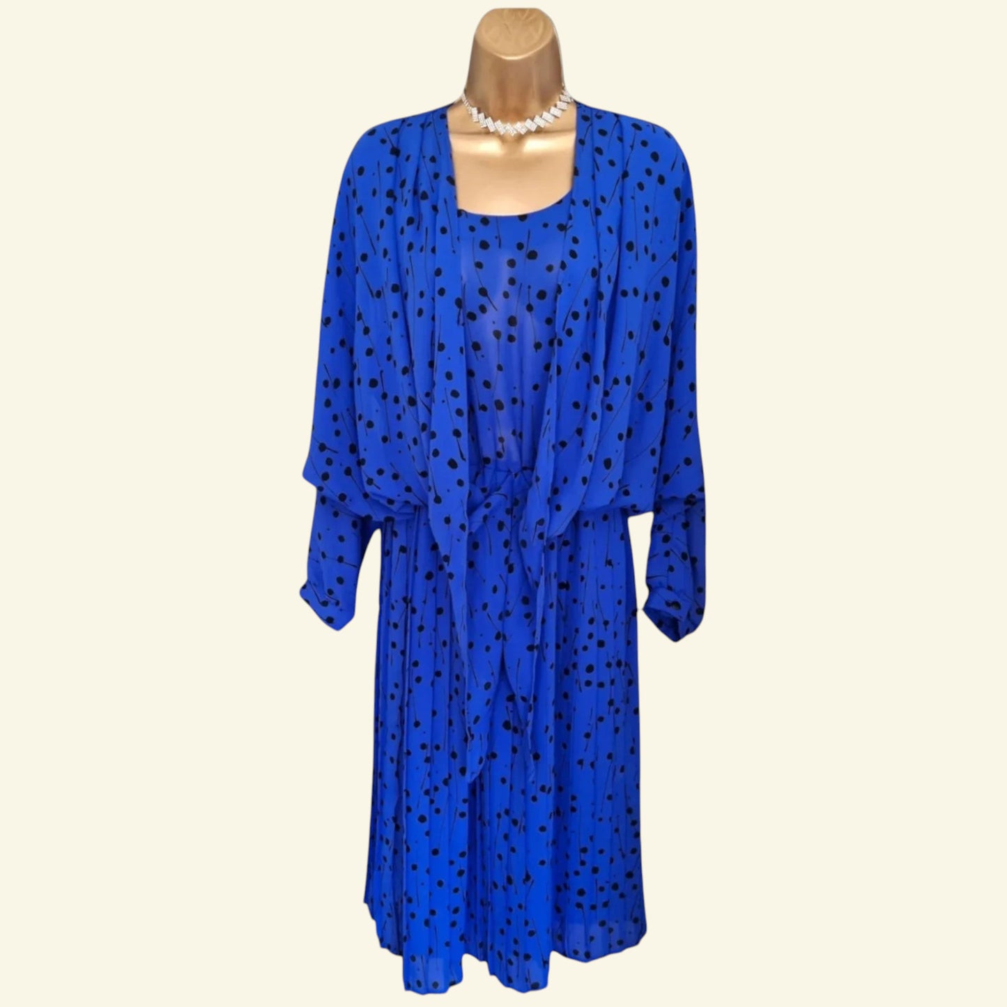 Golden Gate Women’s Rare Vintage 1980’s Blue Dress UK 16 US 12 EU 44 - Timelessfashions