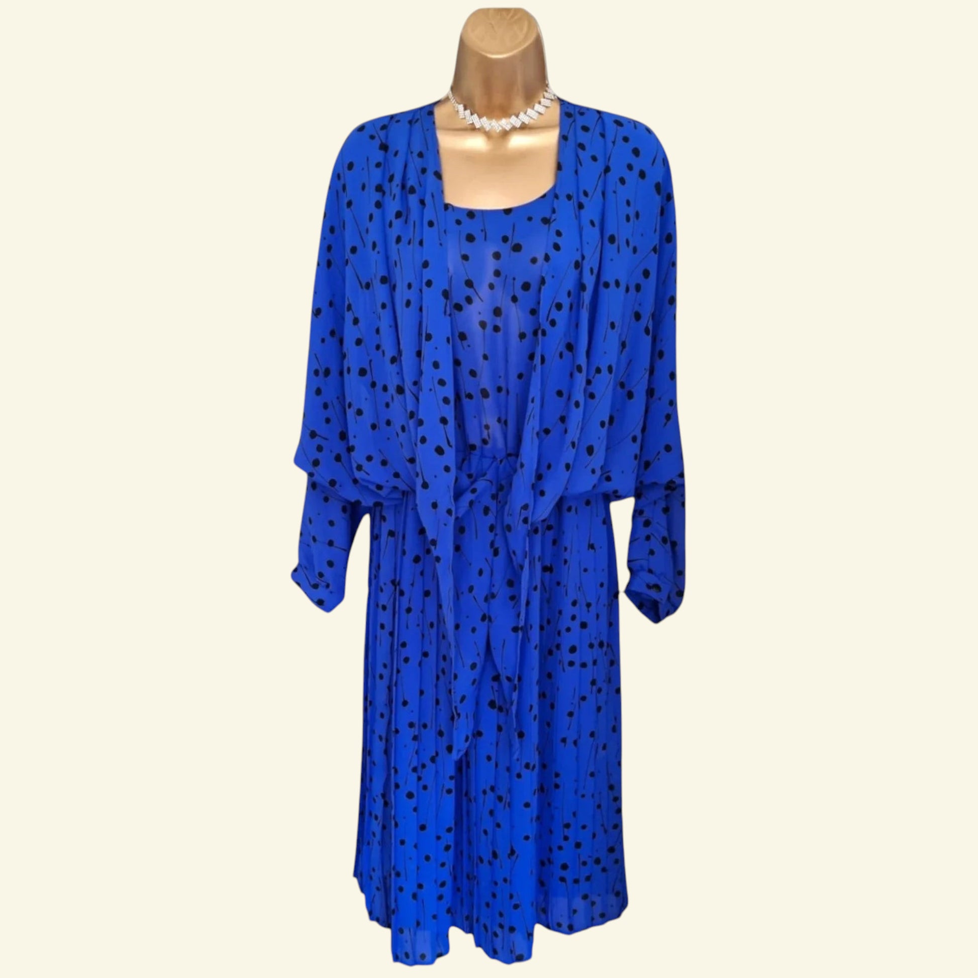 Golden Gate Women’s Rare Vintage 1980’s Blue Dress UK 16 US 12 EU 44 - Timelessfashions