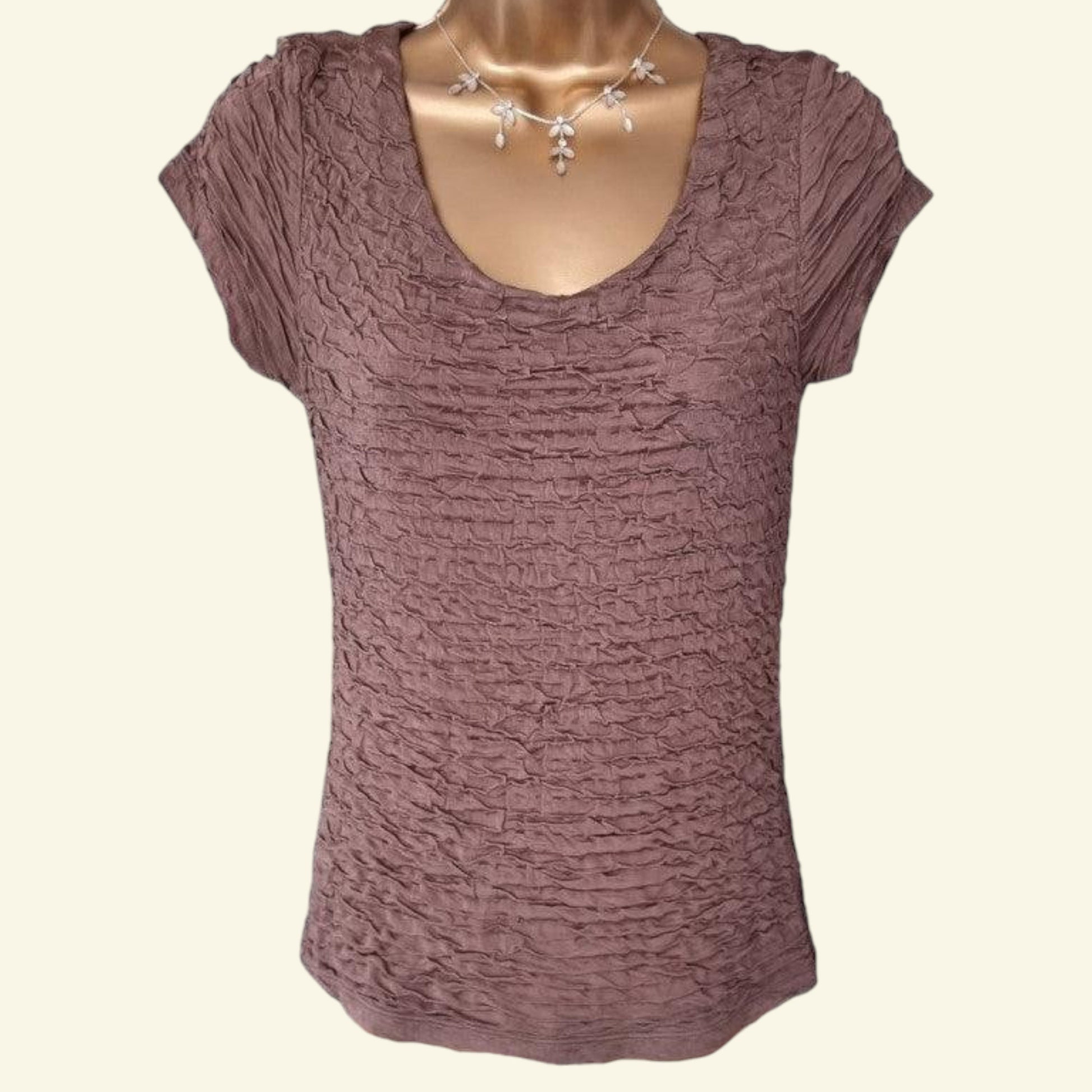 Phase Eight Taupe Short Sleeve Top UK 10 US 6 EU 38 - Timelessfashions