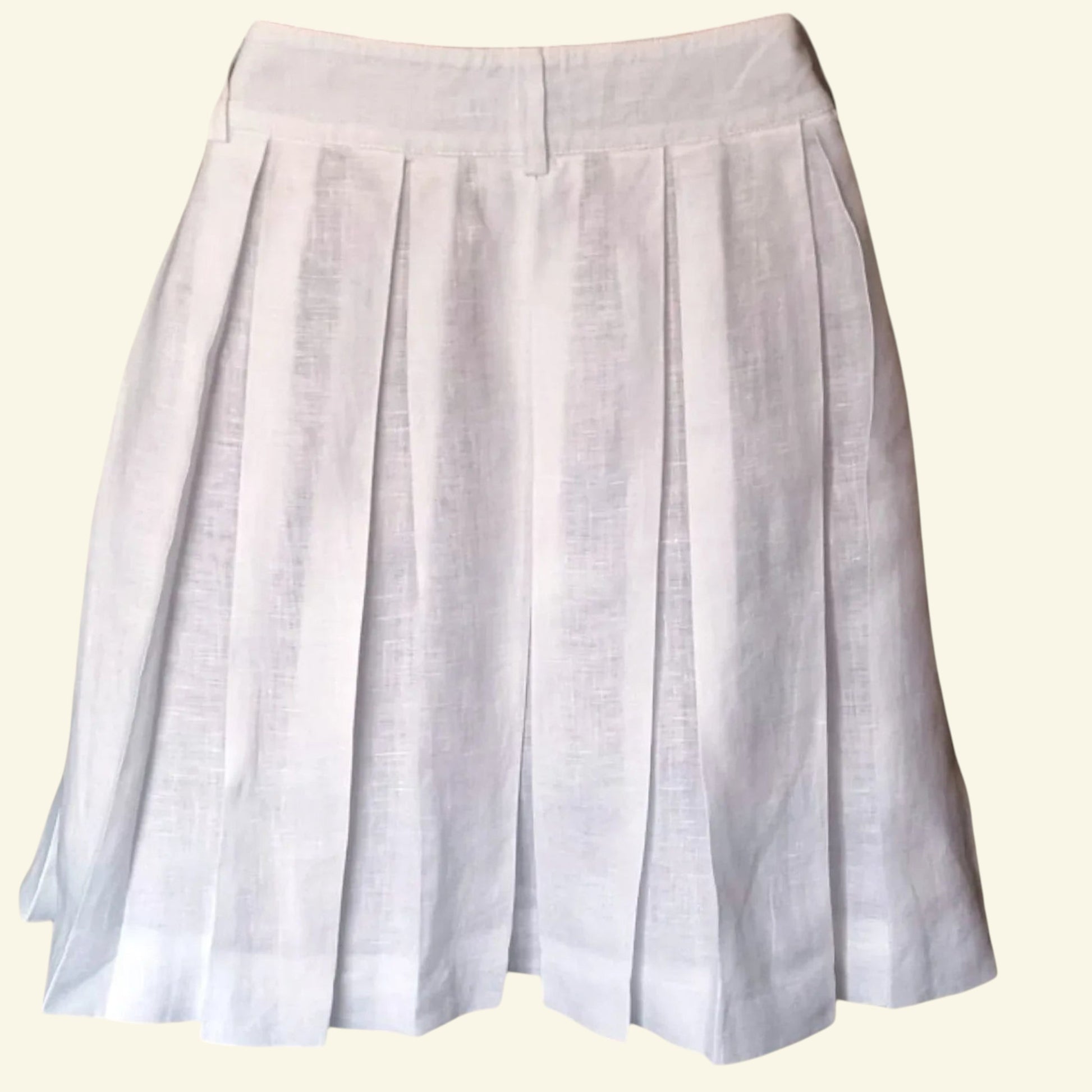 Island Company Women’s White Lined Pleated Full Short Skirt. UK 12 US 8 EU 40 - Timelessfashions