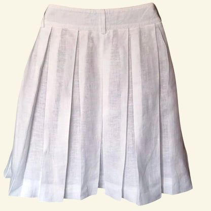 Island Company Women’s White Lined Pleated Full Short Skirt. UK 12 US 8 EU 40 - Timelessfashions
