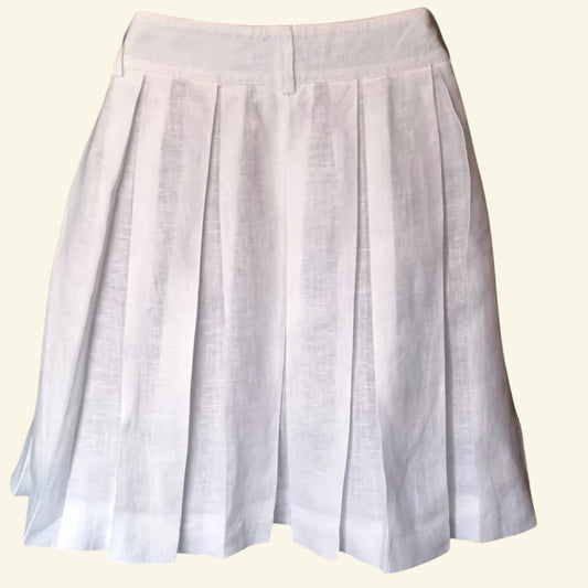 Island Company Women’s White Lined Pleated Full Short Skirt. UK 12 US 8 EU 40 - Timelessfashions