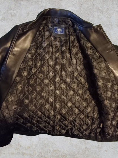 Italian Textile Group Mens Made in Italy Black Genuine Leather Jacket UK XL Timeless Fashions