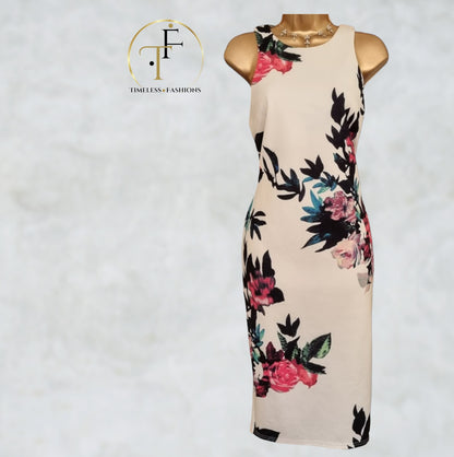 AX Paris Womens Floral Stretch Pencil/Bodycon Midi Dress UK 16 US 12 EU 44 Timeless Fashions