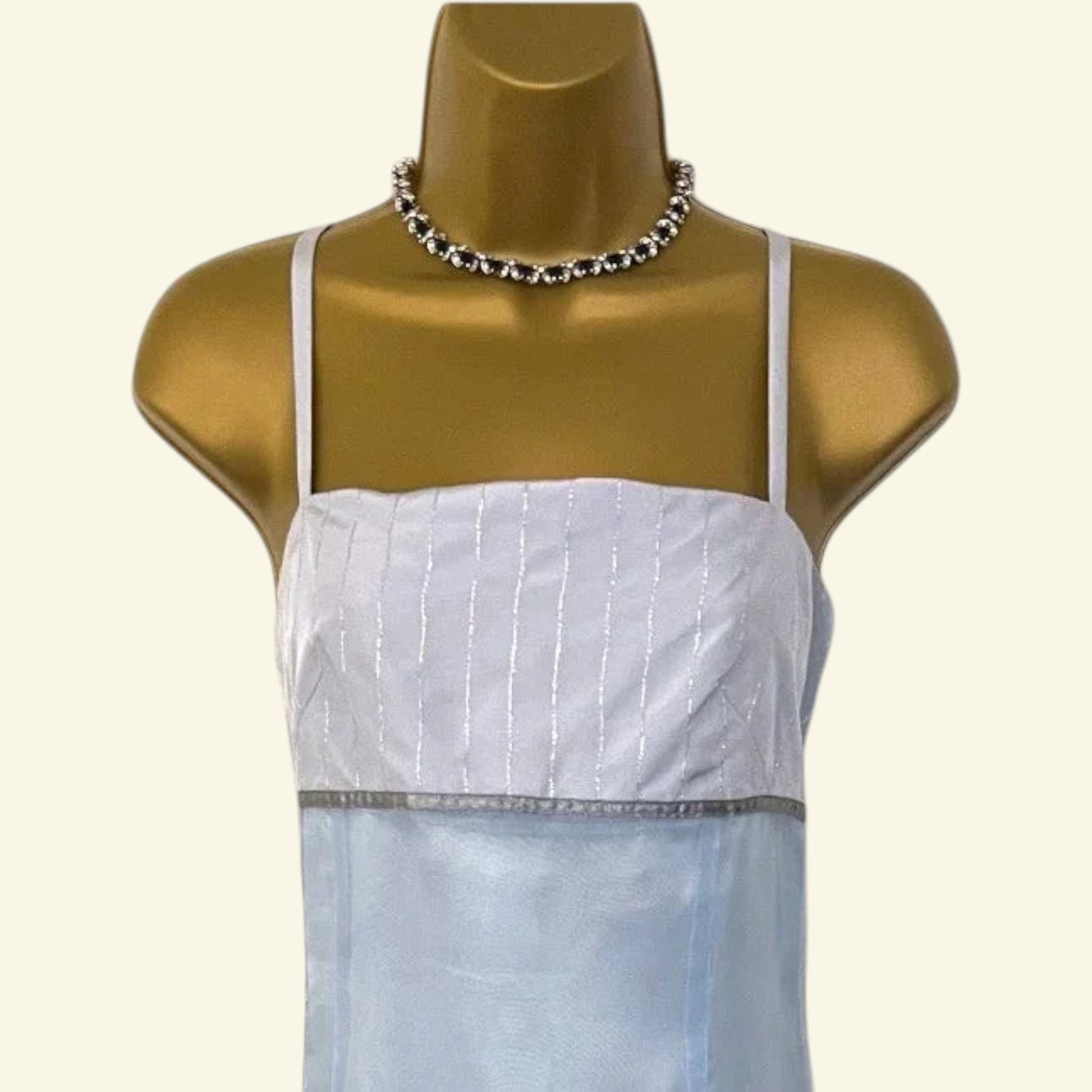 Zapa Ice Blue Long Organza Snowflake Dress UK 12 US 8 EU 40 - Timelessfashions