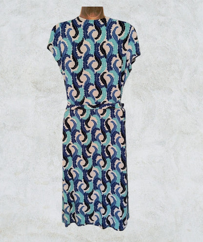 Boden Blue & White Crossover Casual Wrap Front Dress UK 14 US 10 EU 42 Timeless Fashions