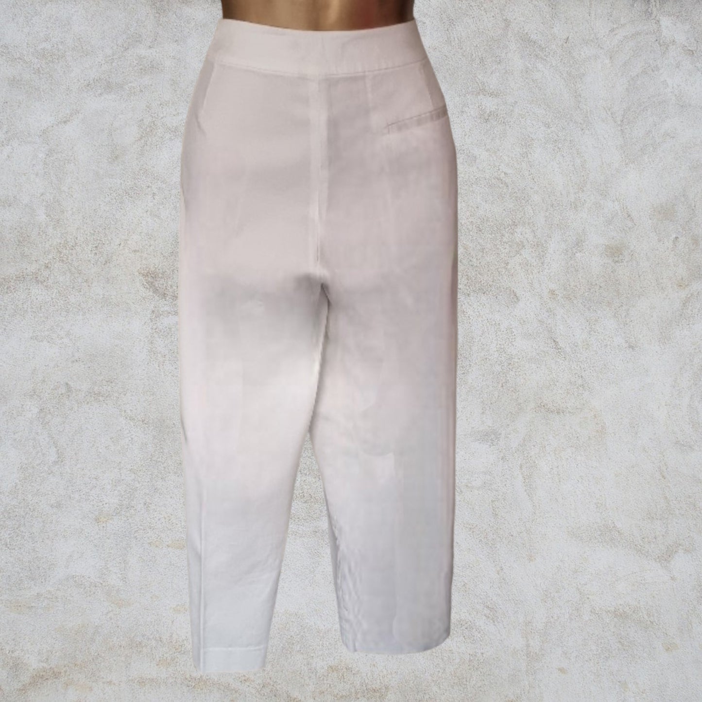 Pomodoro White Cotton Cropped Stretch Trousers UK 18 US 14 EU 46 IT 50 BNWT Timeless Fashions
