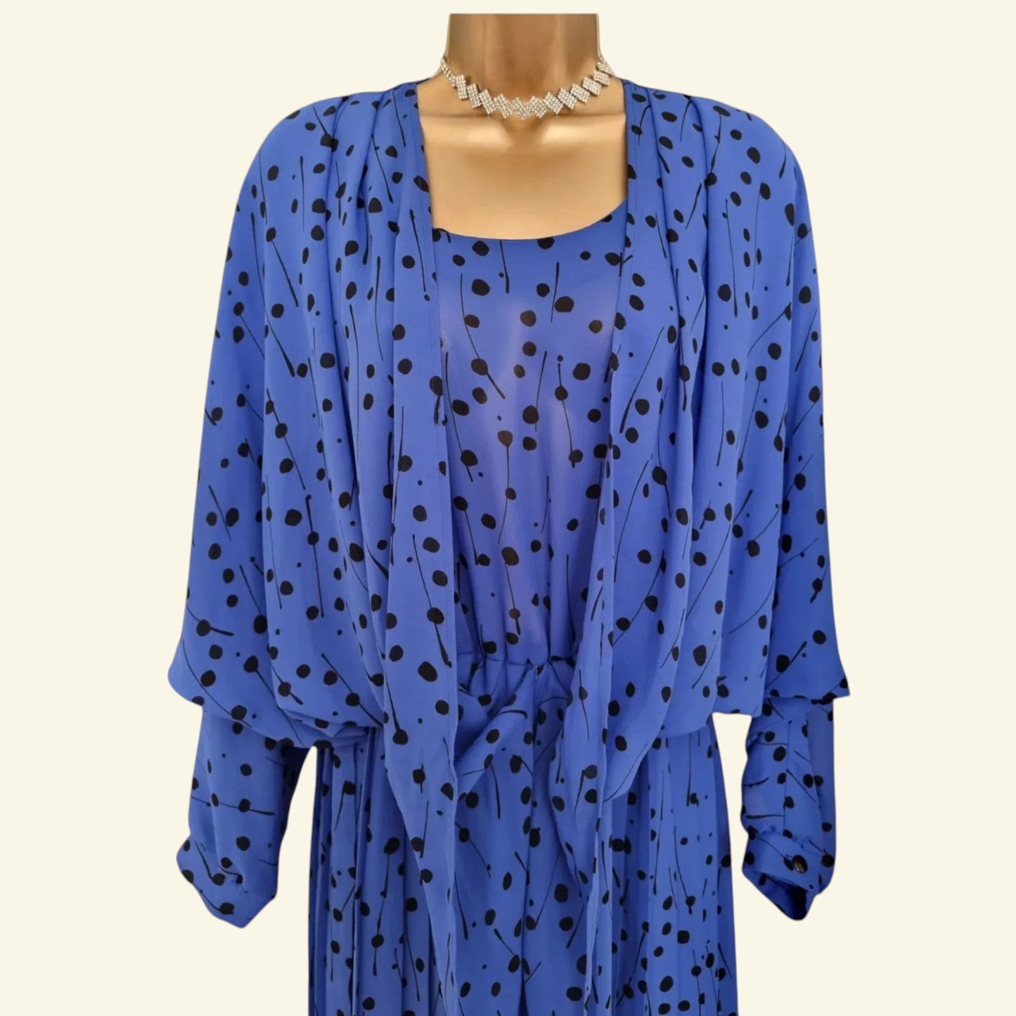 Golden Gate Women’s Rare Vintage 1980’s Blue Dress UK 16 US 12 EU 44 - Timelessfashions