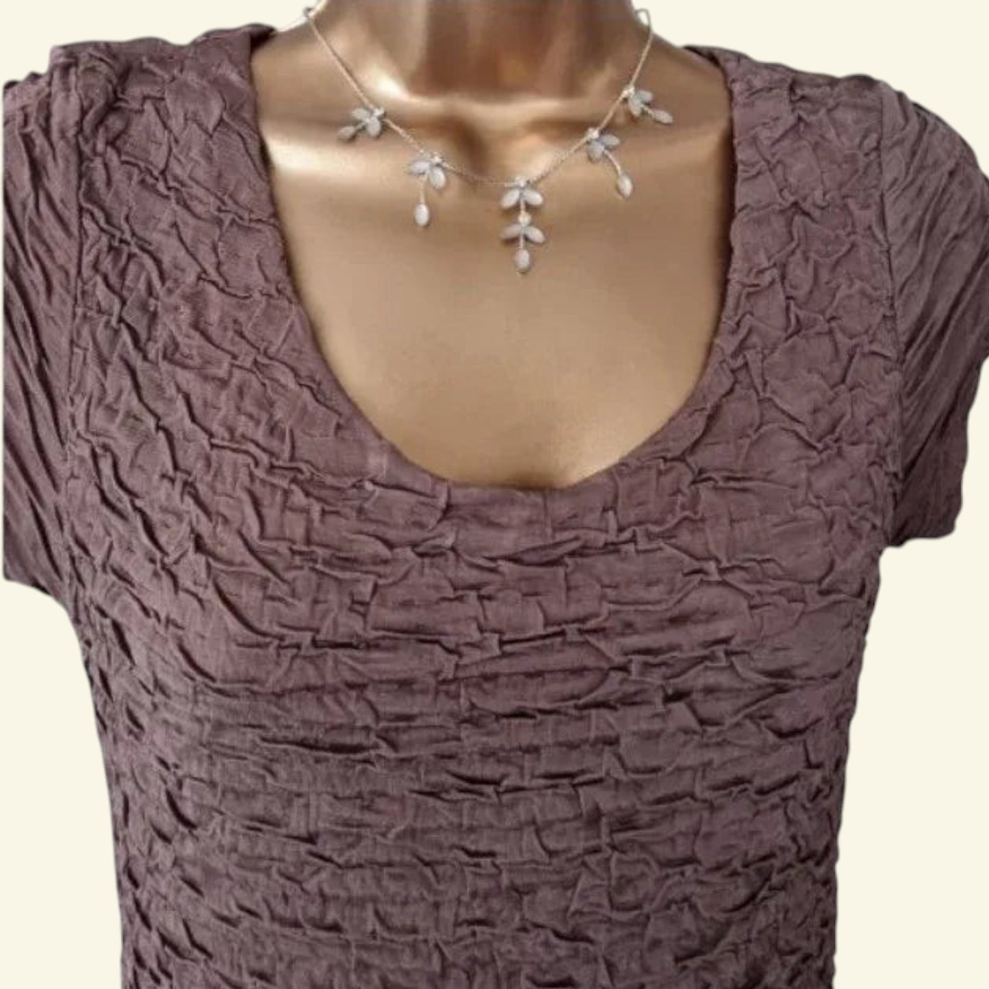 Phase Eight Taupe Short Sleeve Top UK 10 US 6 EU 38 - Timelessfashions