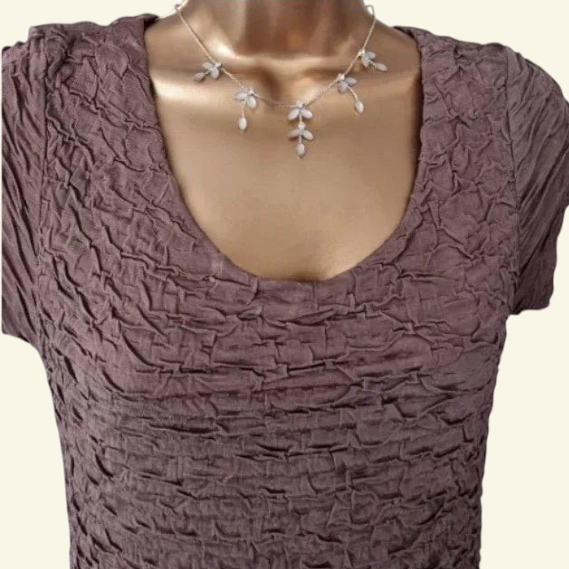 Phase Eight Taupe Short Sleeve Top UK 10 US 6 EU 38 - Timelessfashions