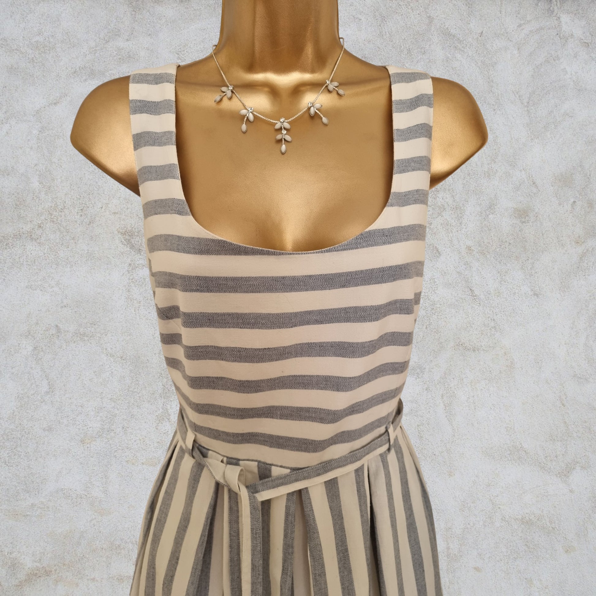 FatFace Ladies Blue White Stripe Lined Pinafore Dress UK 12 US 8 EU 40 Timeless Fashions