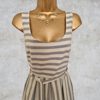 FatFace Ladies Blue White Stripe Lined Pinafore Dress UK 12 US 8 EU 40 Timeless Fashions