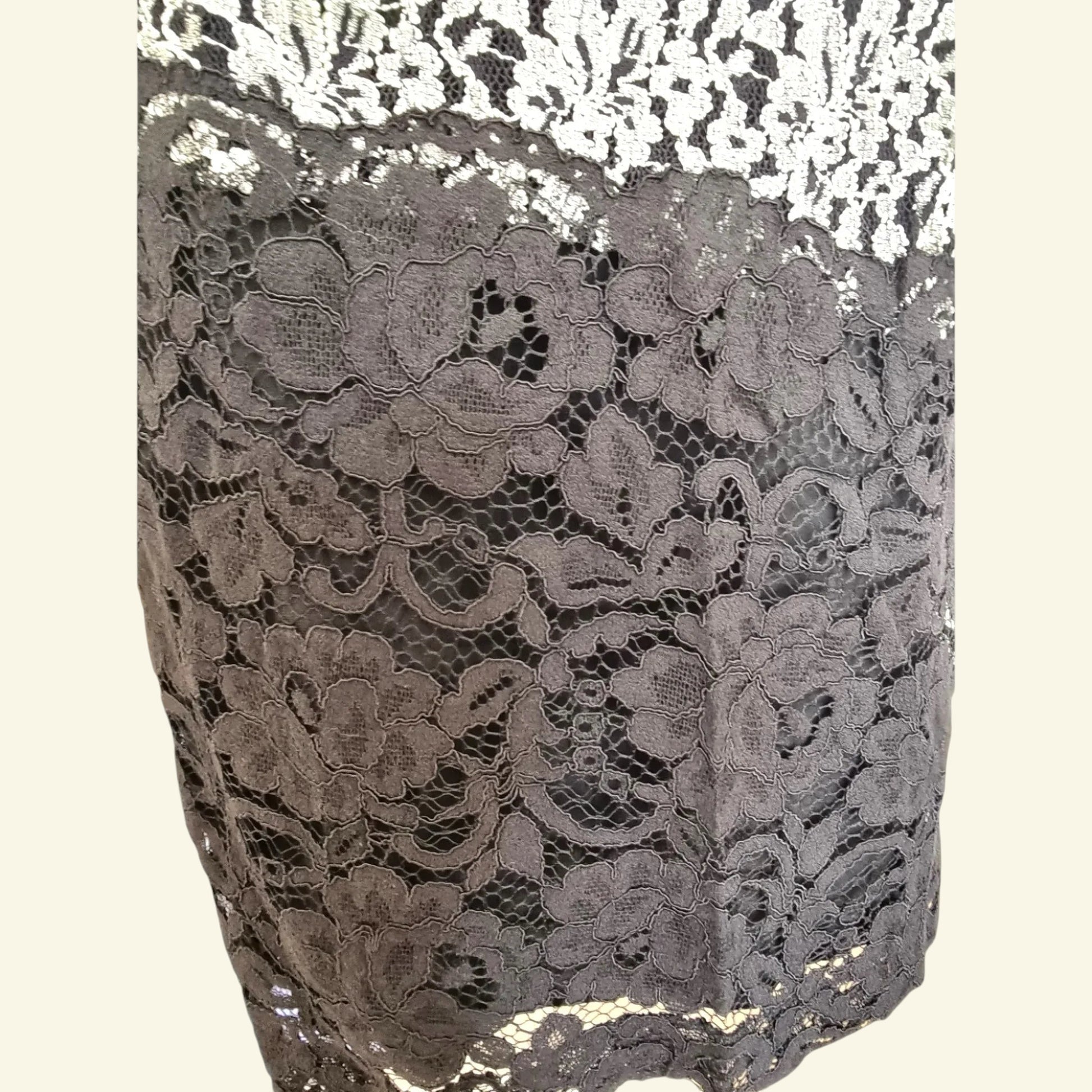 Antonio Melani Vintage Black & Silver Lace Overlay Midi Dress UK 14 US 10 EU 42 IT 46 - Timelessfashions
