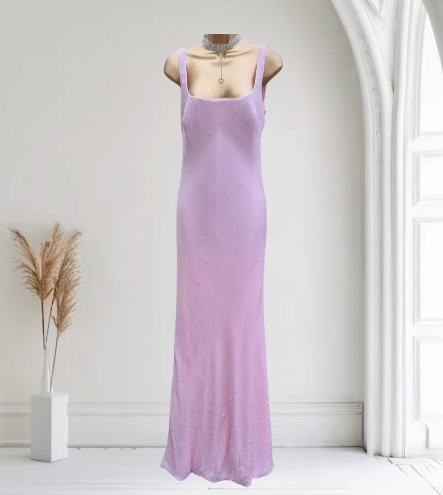 Jasper Conran Pale Pink Silk Beaded Ball Gown Prom Dress UK 12 US 8 EU 40 Timeless Fashions