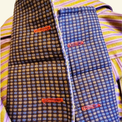 Rufus Men's Brown/Gold/ Lilac Stripe Shirt Size M - Timelessfashions