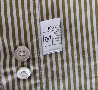 Richard James Saville Row Men’s Khaki Striped Shirt – Size 15 1/2 - Timelessfashions