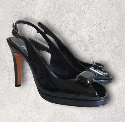 Russell & Bromley Beverly Feldman Black Swanky Patent Leather Shoes UK 7 US 9 Timeless Fashions