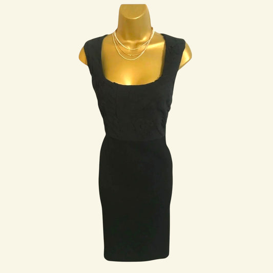 Jigsaw Black Wool Crepe & Silk Dress UK 10 US 6 EU 38 - Timelessfashions