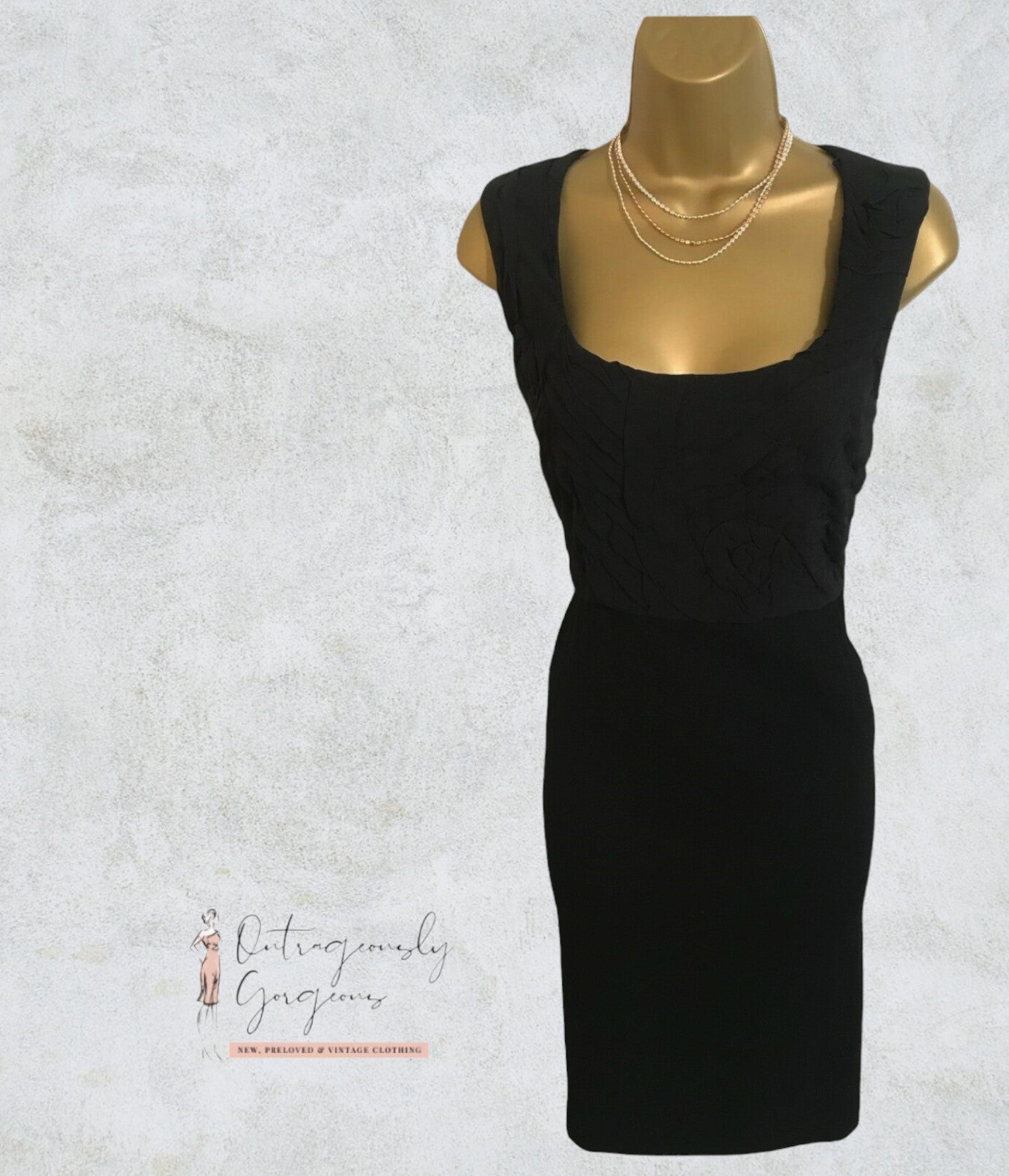 Jigsaw Black Wool Crepe & Silk Dress UK 10 US 6 EU 38 Timeless Fashions