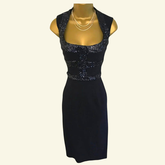 The Pretty Dress Company Women's Navy Sequin Bodycon Dress UK 6 - Timelessfashions