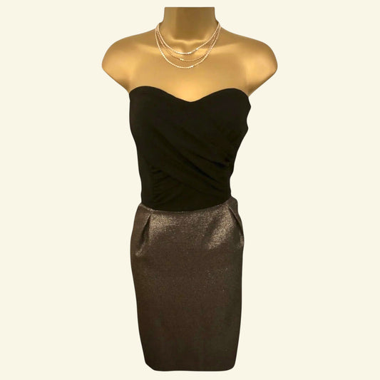 Reiss Della Black & Copper Corset Bustier Dress UK 12 US 8 EU 40 - Timelessfashions