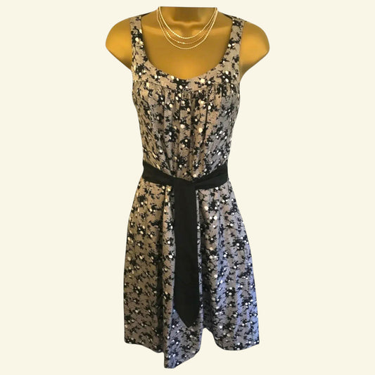 Farhi by Nicole Farhi Grey & Black Silk Sleeveless Dress UK 10 US 6 EU 38 - Timelessfashions