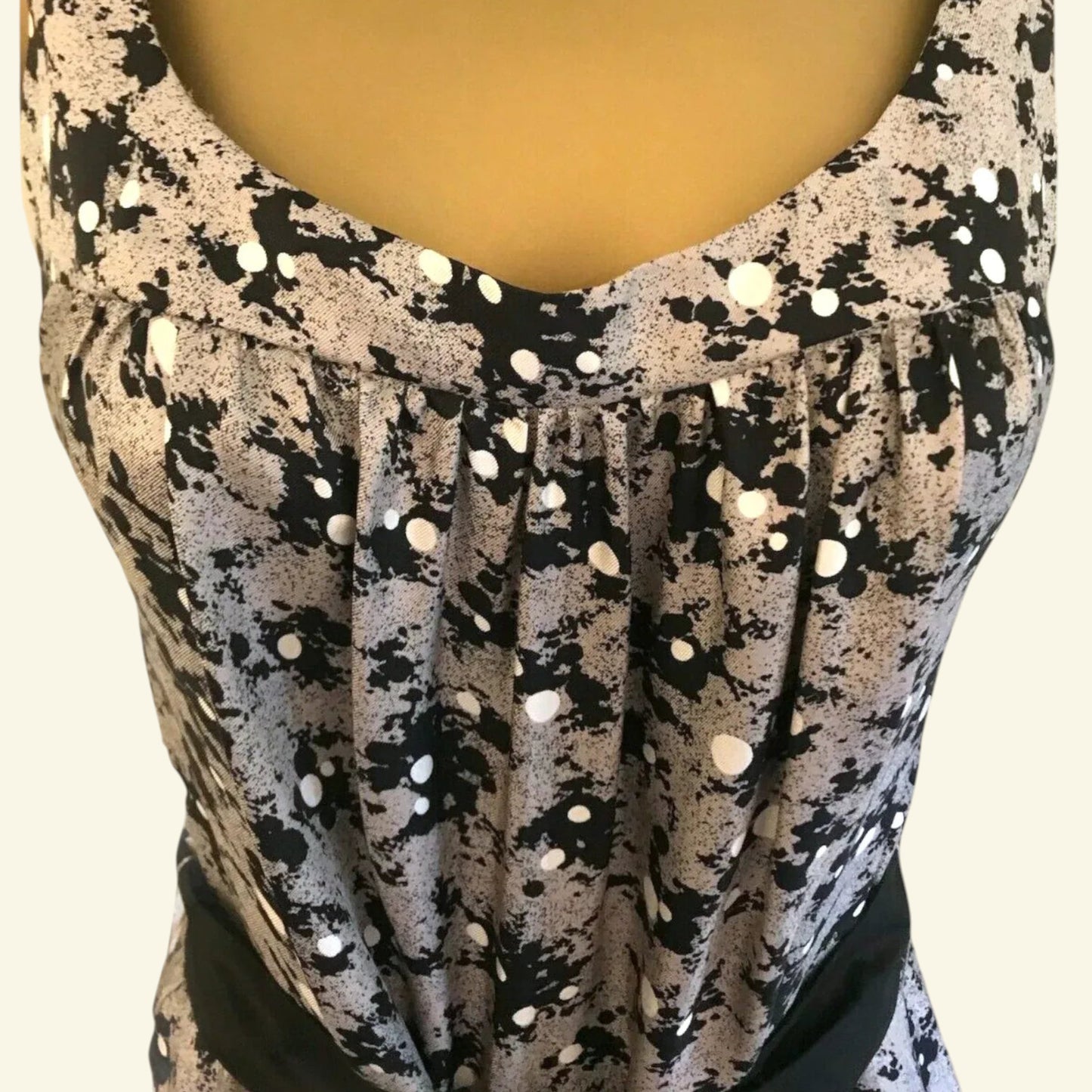Farhi by Nicole Farhi Grey & Black Silk Sleeveless Dress UK 10 US 6 EU 38 - Timelessfashions