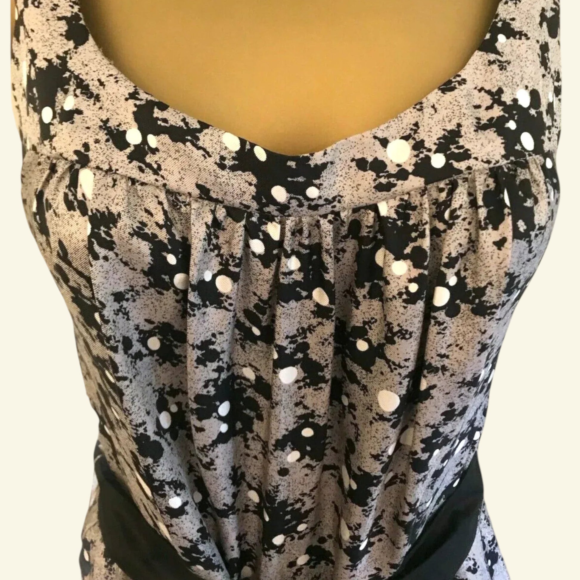 Farhi by Nicole Farhi Grey & Black Silk Sleeveless Dress UK 10 US 6 EU 38 - Timelessfashions