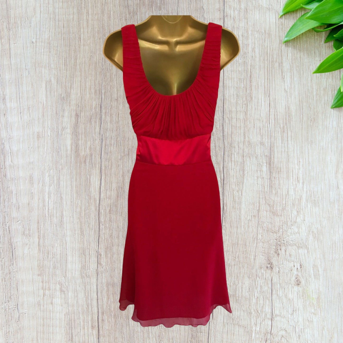 Monsoon Red Silk Midi Sleeveless Dress UK 16 US 12 EU 44 Timeless Fashions