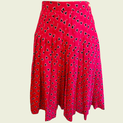 Jaeger Vintage Hot Pink Pleated Wool Skirt UK 6 US 2 EU 34