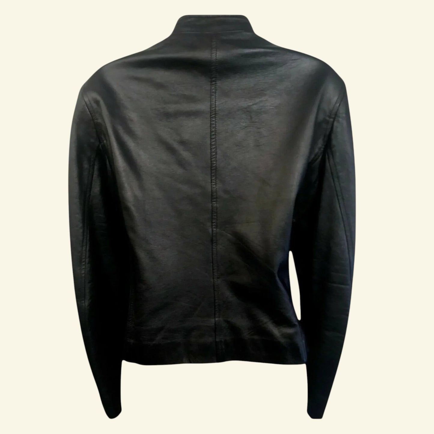 Cerruti 1881 Womens Vintage Black Leather Zip Jacket UK 12 US 8 EU 40 IT 44 - Timelessfashions