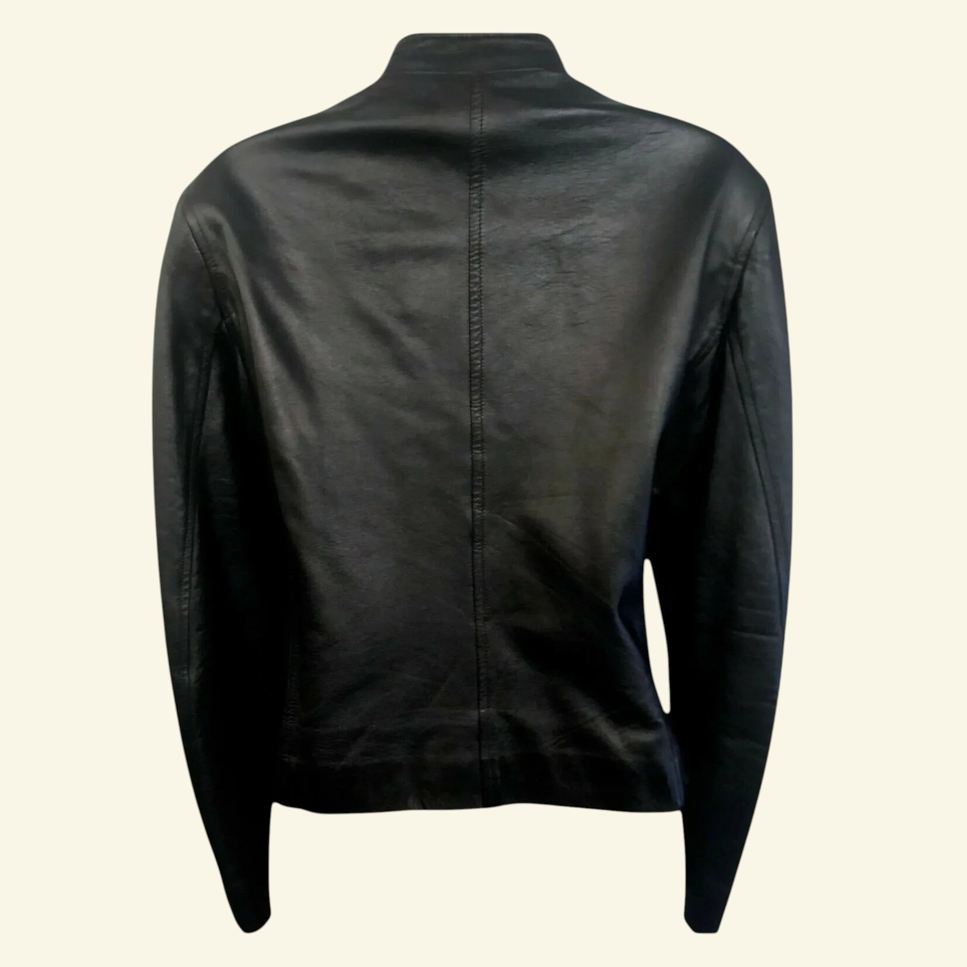 Cerruti 1881 Womens Vintage Black Leather Zip Jacket UK 12 US 8 EU 40 IT 44 - Timelessfashions