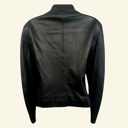 Cerruti 1881 Womens Vintage Black Leather Zip Jacket UK 12 US 8 EU 40 IT 44 - Timelessfashions